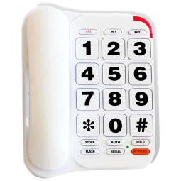 Telefone com Fio para Idosos com Tecla Grande, Volume Alto e Discagem Inteligente, HEPESTER P 46, Branco