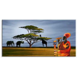 SZ HD Painting Quadro Decorativo Savana Pintado à Mão Contemporâneo 40 x