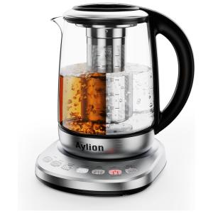 Chaleira Elétrica 1.7L com 5 Predefinições e Aço Inoxidável, 110V, Aylion WMK1, Prata