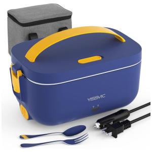 Marmita Elétrica Portátil 3 em 1, 1,5L com Recipiente SS Removível, à Prova de Vazamentos, Colher, Garfo e Bolsa de Transporte