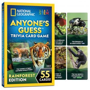 Jogo de Cartas de Trívia Animais da Floresta Tropical National Geographic - 55 Cartas Grandes - Blue Marble