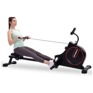 ECHANFIT Aparelho Remador Magnético com Bluetooth para Treino em Casa, Preto