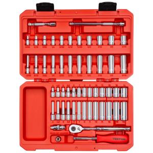 Ferramenta Automotiva 1, 4 de Polegada Estojo 55 Peças Junta Universal, TEKTON SKT05301, Vermelho