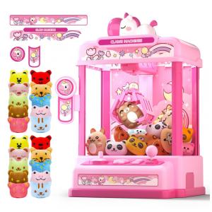 Máquina de Garra Mini Arcade Rosa Skirfy – Vending Machine de Unicórnio com 20 Mini Pelúcias e Som Divertido