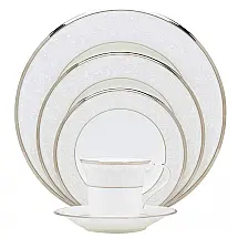 Jogo Individual Noritake Silver Palace 5 Peças Bone China Friso de Platina