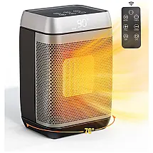 Aquecedor Elétrico Portátil com Tela de LED e Controle Remoto, 1500W 110V, AORESAC, Preto