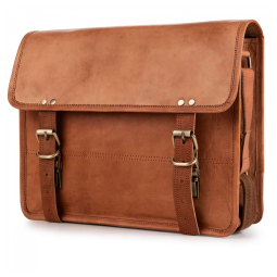 Bolsa Maleta de Couro Unissex para Laptop, BERLINER BAGS, Marrom