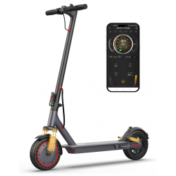 Patinete Elétrico VOLPAM Cinza e Vermelho Motor 500W Suspensão Dupla Pneu Sólido 10"(25.4 cm) Dobrável Adulto SP08