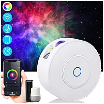 Projetor Luz Led Galáxia com Controle Remoto e de Voz Google e Alexa, MATINRIGID, Branco