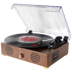 Vitrola Toca Discos 13 em 1 com Alto Falantes Bluetooth USB Rádio FM, ZBRQOTL, Marrom