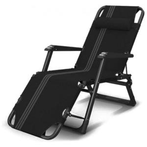 Patio Furniture Cadeira Reclinável Ajustável Gravidade Zero com Apoio de Cabeça e Porta Copos, ADJUSTABLE CHAIRS, Preto