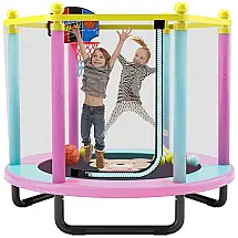 Trampolim para crianças Aokang de 1,52m com rede de proteção para uso interno e externo. Ideal para diversão e exercícios físicos.