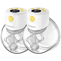 Bomba Tira Leite Dupla Portátil com Painel Digital 2 Modos, 9 Níveis de Sucção e, Branca, MUMEASY, Amarelo