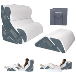 Kit Travesseiro Ortopédico KingPavonini 6 Peças Branco, Espuma Memory Foam, Ajustável, Antiderrapante, Bolsa para Viagem, 24cm Largura