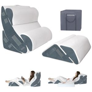 Kit Travesseiro Ortopédico KingPavonini 6 Peças Branco, Espuma Memory Foam, Ajustável, Antiderrapante, Bolsa para Viagem, 24cm Largura