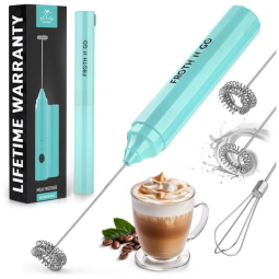 Mixer Espumador de Leite á Bateria, Aço Inoxidável, ZULAY KITCHEN New Titanium Motor, Branco