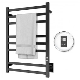 Aquecedor de Toalhas 8 Barras com Aquecimento Rápido, Timer de Desligamento Automático, Acabamento Preto Fosco,Opções com Fiação