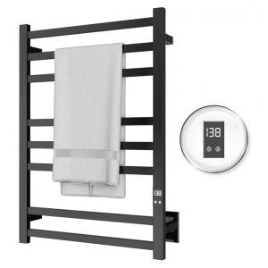 Aquecedor de Toalhas 8 Barras com Aquecimento Rápido, Timer de Desligamento Automático, Acabamento Preto Fosco,Opções com Fiação