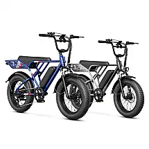 Kit Bicicleta elétrica Jasion RetroVolt cinza e azul pneus 20x4 suspensão dupla motor 2000W pico bateria 48V 13Ah 70 km 7 marchas 110V