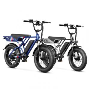 Kit Bicicleta elétrica Jasion RetroVolt cinza e azul pneus 20x4 suspensão dupla motor 2000W pico bateria 48V 13Ah 70 km 7 marchas 110V