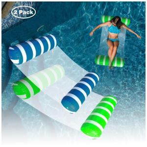 Boia flutuante inflável Blofun cinza e verde 4 em 1 rede hammock PVC 130cm x 68cm kit com 2 unidades