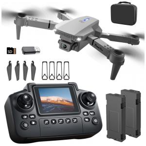 Drone E88 com Controlador de Tela, Cartão SD, Drone Mini Dobrável para Iniciantes, 2 Baterias, Voo de Ponto a Ponto 360º, Elecci,