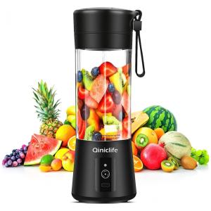 Mini Liquidificador Portátil 380mL com Carregamento USB, 110v, QINICLIFE, Preto