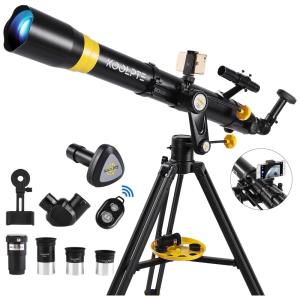 Telescópio Astronômico 45x150 com Ocular Digital e Montagem Vertisteel Altazimuth, Koolpte 90900E, Preto