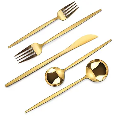 Conjunto de Talheres Gold Mirror,