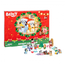 Calendário do Advento de Natal Mini Figuras Bluey, 24 Dias de Contagem Regressiva com Bingo Festivo, Muffin e Meias, para Idades a partir de