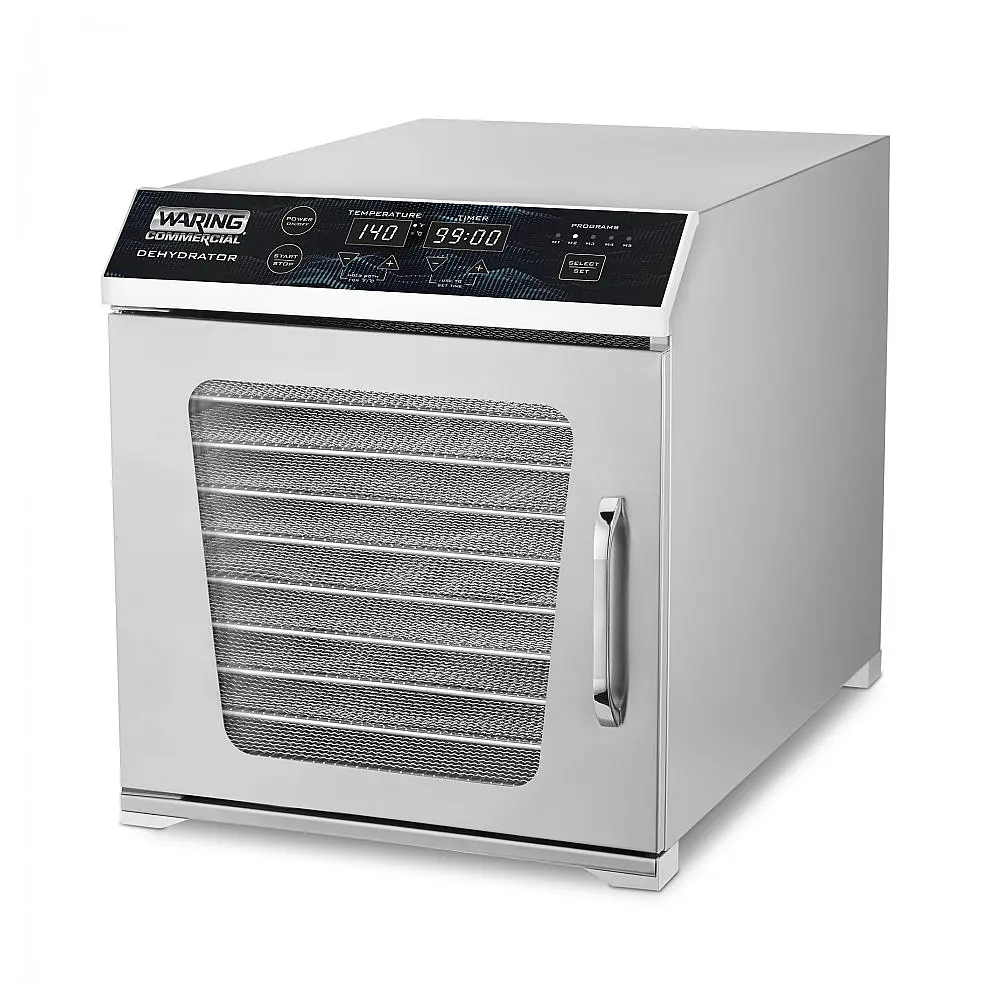 Desidratadora de Alimentos Profissional com 10 Bandejas, Display LED Digital e Plugue de 5 a 15 Fases, 110V 800W, Waring WDH10, Prata