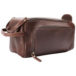 Necessaire Masculina de Couro, ELIZO, Marrom