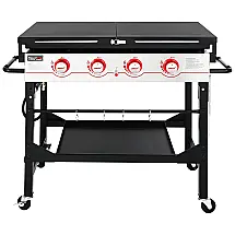 Churrasqueira a Gás 52.000 BTU com 4 Queimadores e Mesas Laterais em Aço Inoxidável, ROYAL GOURMET GB4000F, Preto