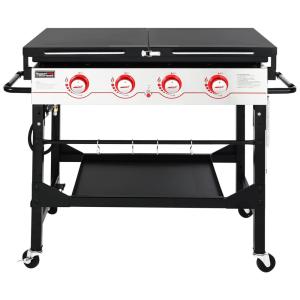 Churrasqueira a Gás 52.000 BTU com 4 Queimadores e Mesas Laterais em Aço Inoxidável, ROYAL GOURMET GB4000F, Preto