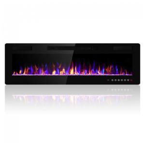 Lareira Elétrica de Embutir A45x152L com Controle Remoto e Digital, Luz LED, Chamas Multicolorida e Temporizador, 1500W, 110v