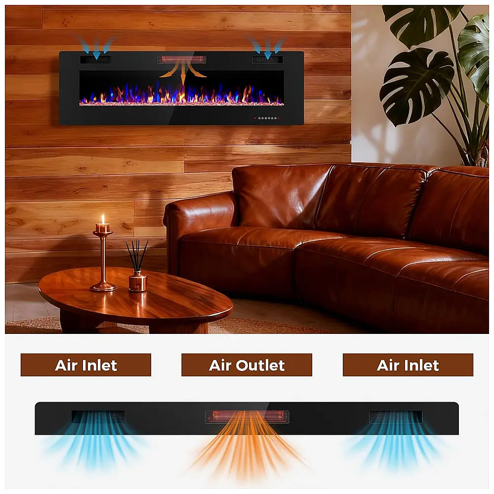 Lareira Elétrica Electactic 152x46cm 1500W LED 24 Cores Embutir 110V — foto 2