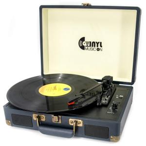 VInYL MUSIC ON Vitrola, Toca Discos 3 Velocidades, sem fio, c, USB e Alto Falantes Estéreo, 78 RPM, Preto