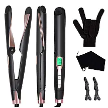Chapinha Prancha de Cabelo 2 em 1 Alisa e Modela Cachos com Temperatura Ajustável e Tela LCD, Bivolt, OKMZ HY 099, Preto
