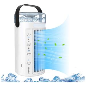 Climatizador de Ar Portátil com 3 Velocidades, 2 Modos e 7 Cores de Lus LED, ALTERED PARK H7, Branco