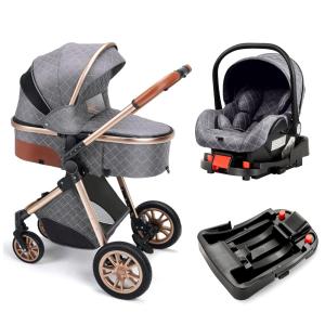 Carrinho de Bebê Travel System, 2 Posições, Dobrado Facilmente com um Clique, BEBECOSY, Cinza