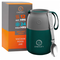 Frasco Térmico Portátil para Alimentos 500mL em Aço Inoxidável com Vedação e a Prova de Vazamentos, Verde Claro