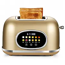 Torradeira 2 Fatias Roter Mond Dourada Display Touch 6 Tipos de Pão 9 Níveis Funções Bagel, Reaquecer e Descongelar 1400W 110V
