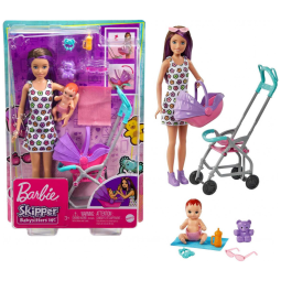 Babá com Carrinho e 5 Acessórios para Crianças de 3 anos ou Mais, BARBIE GX4, Violeta