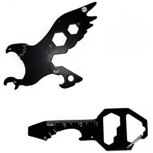 Chaveiro Multifuncional para Adultos em Aço Inoxidável, 2Un, Preto