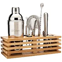 Kit Bn Profissional 10 Peças em Aço Inoxidável com Suporte de Madeira, TOOSHRE BARSET001, Prateado