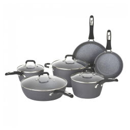 Conjunto de Panelas e Frigideiras Antiaderentes, 10 Peças, BIALETTI 07559, Cinza