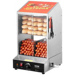 Máquina para Hot Dog a Vapor até 96 Salsichas e 30 Pães por Vez, 110V VEVOR, Prata