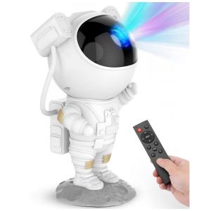 Projetor de Estrelas Astronauta, Galáxia e Nebulosa, Luminária de Teto com LED, Timer e Controle Remoto, Decoração Infantil, Branco