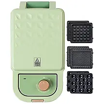toaster Máquina de Waffle Antiaderente 3 em 1, Aço Inoxidável, 600W, 110v, YICAN, Verde