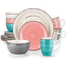Aparelho de Jantar com 16 Peças Incluindo, Pratos, Bowls e Canecas em Cerâmica, Vancasso Bella, Colorido